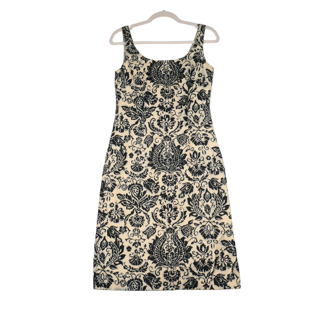 Tommy Bahama Pencil Dress Womens 6 Blue Cream Batik Cotton Silk Blend Lined Boho - Picture 1 of 11